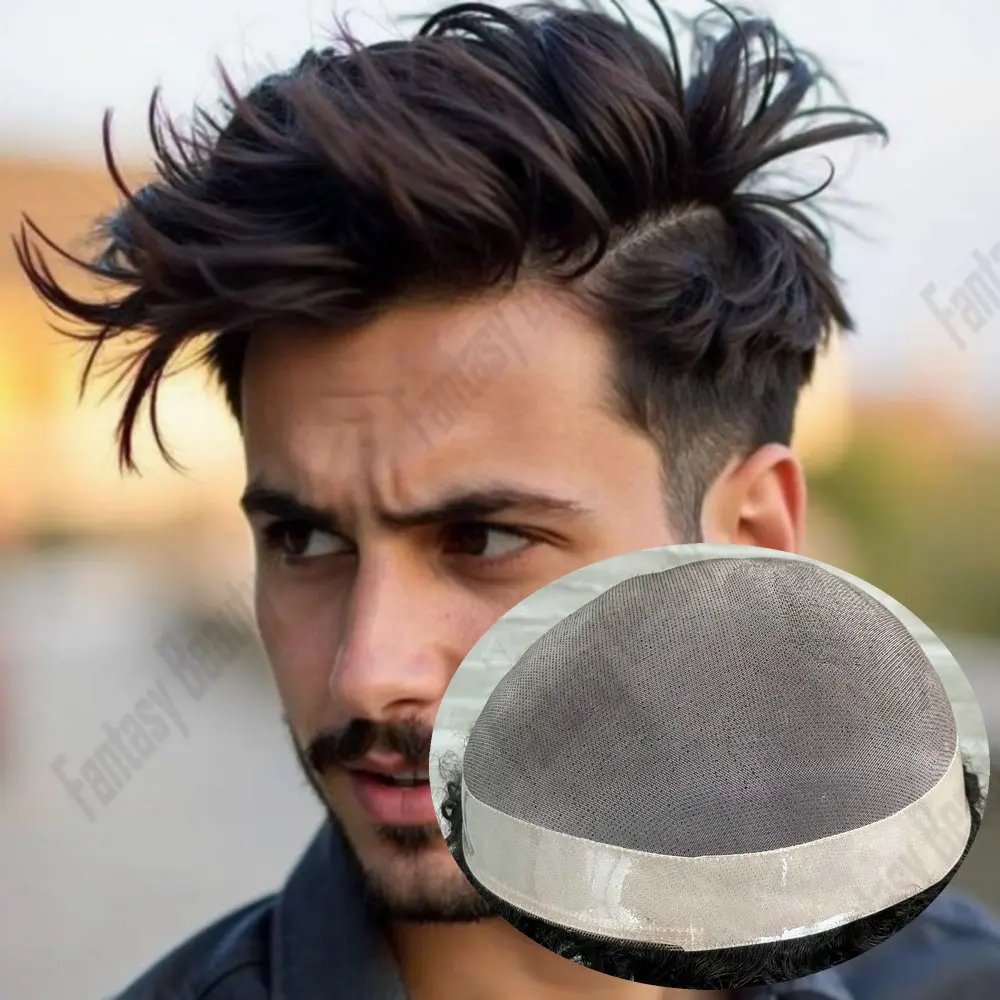 

Мужской индийский парик из человеческих волос, прочный тонкий моно NPU, дышащий мужской капиллярный протез для волос, система прямых/30 мм волнистых волос