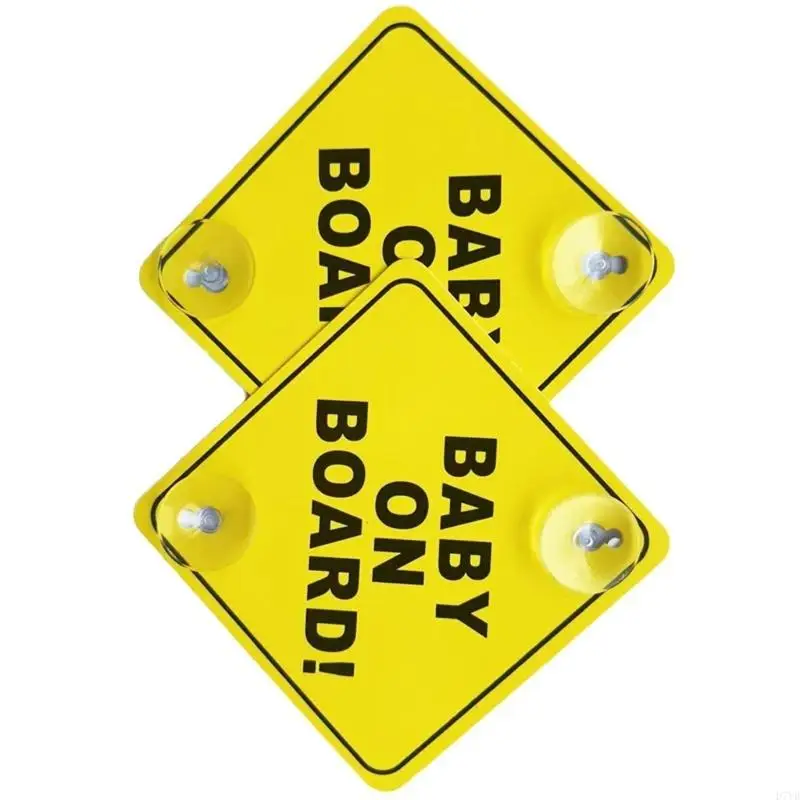 D7YD 2 Piece Double Suction Cups Baby Car Safety Sticker Reflective Warning Decal