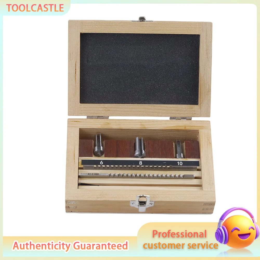 6Pcs Metric Keyway Broach Set, Standard CNC Tooling with A1-2mm/A1-3mm Bushings 6mm 8mm 10mm Shims