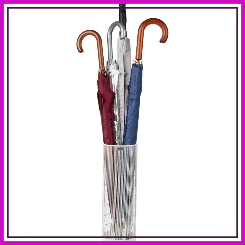 

Metal Mesh Umbrella Stand & Walking Cane Rack, Entryway Organizer, 5.5"L x 5.5"W x 15.75"H, White
