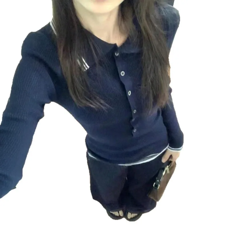 

Повседневный простой стильный шерстяной вязаный свитер, женский полосатый пуловер на осень и зиму 2025 г.