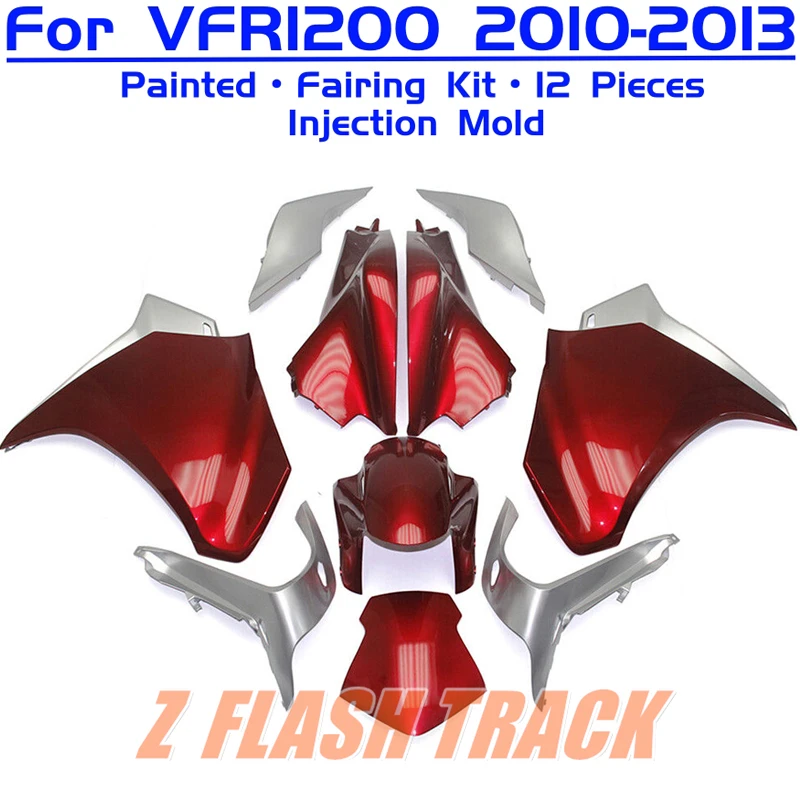 For Honda VFR1200 VFR 1200 2010 2011 2012 2013 Cowl Plastic Cover Body Fairing Kit Bodywork ABS Injection Mold Pearl Red Silver