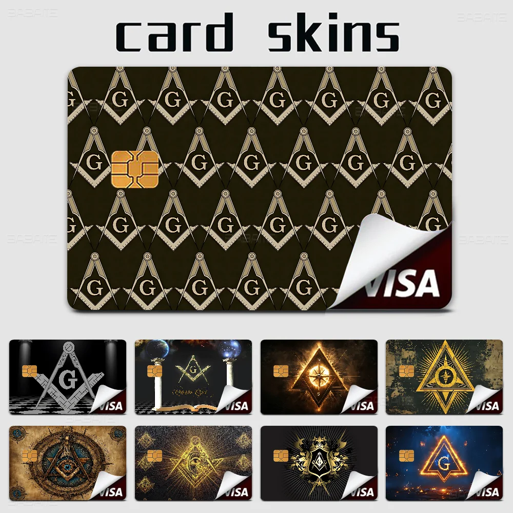 

Gold Freemason Logo Anime 100% Hot Sale Amine Credit Debit Bank Card Bus Card Film Skin Sticker