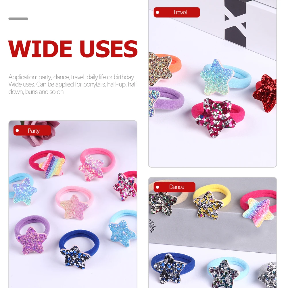 

14 Pcs Bands Colorful Sequins Hair Ring Ties Ponytail Holders Headband Nylon Toddler