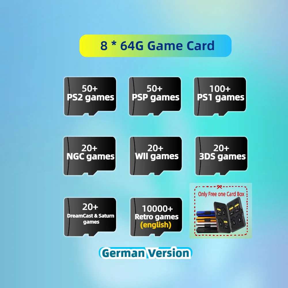 SD игровая карта для  Retroid Pocket 2S RP2S 4 Pro  немецкая версия ретро PS2 PSP игры для Android игр для портативной консоли памяти TF 64GКарта памяти SD игровая для ретро-консоли RP2S 4 Pro, 64 ГБ