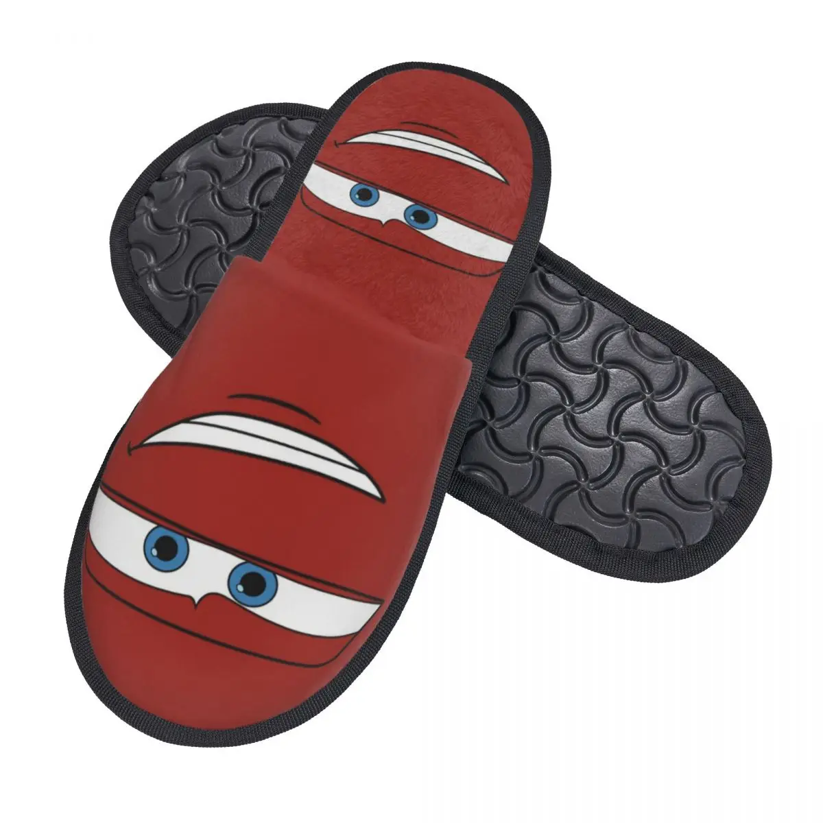 Custom Print Women Lightning McQueen Car Face House Slippers Soft Warm Memory Foam Fluffy Slipper Indoor Outdoor Shoes