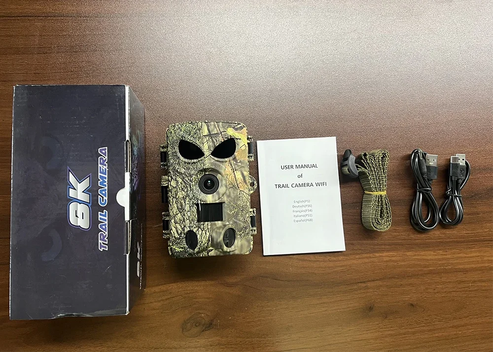 PR8000 Wifi 8K Video Recording Hunting Camera 60MP Photo IP66 Waterproof 120° Motion Wildlife Photo Traps for Outdoor Security