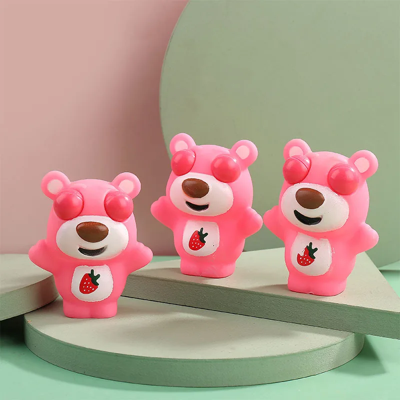 Jouet Anti-Stress, yeux accroupis, ours fraise, colle douce, jouets à presser, Fidget, farces Squishy pour enfants et adultes, cadeau J192