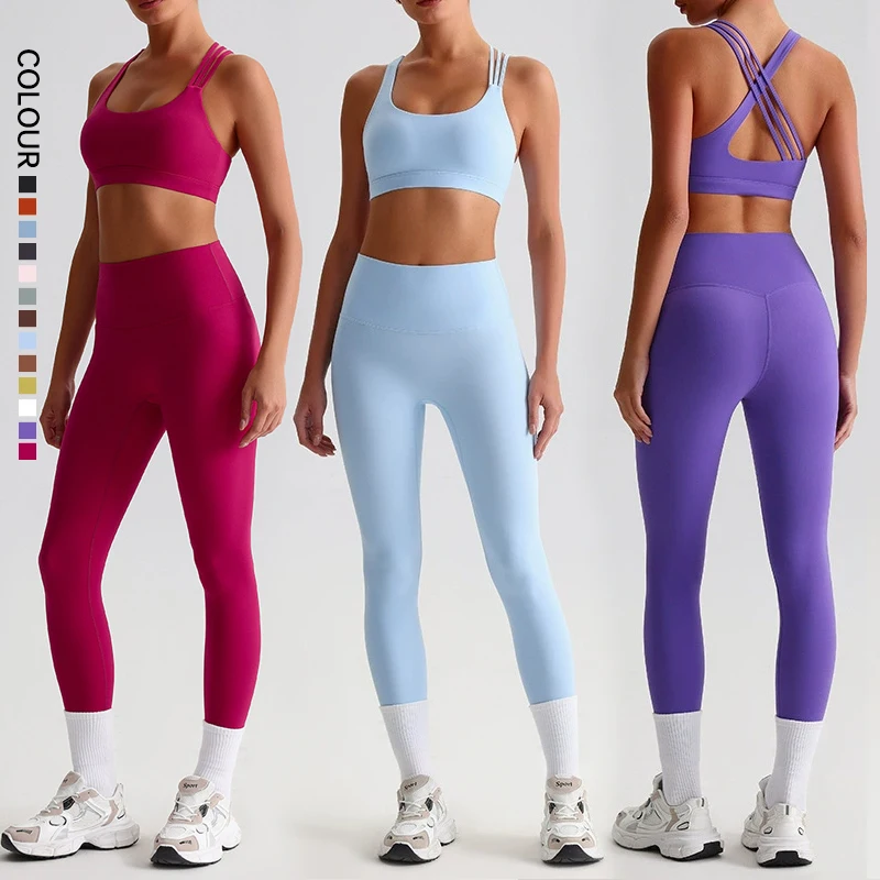 

SHINBENE Hi Cloud Women's Workout Set 2Piece Cross Back Sports Bra and Leggings Set Gym Fitness Sets