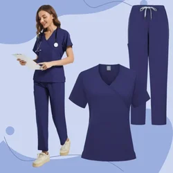 Conjuntos de exfoliantes para mujer, uniforme médico ajustado, accesorios de enfermería, batas de cirugía para Hospital, clínica Dental, salón de belleza, ropa de trabajo