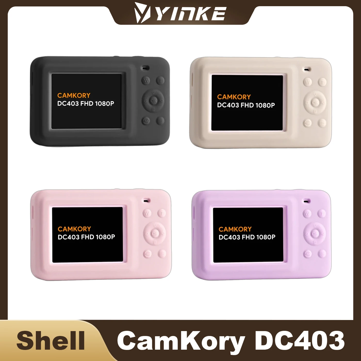 Yinke Liquid Silicone Camera Shell CAMKORY DC403 FHD 1080P Shockproof Dustproof Waterproof Protective Case With Non-Slip Grip