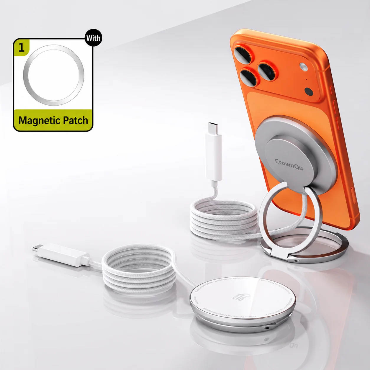 Qi2.2 Magnetischer Kabelloser Ladeständer Faltbar 25W Schnellladung mit 47,2 Zoll Kabel für iPhone 17 16 Pro Max Huawei Xiaomi iPad