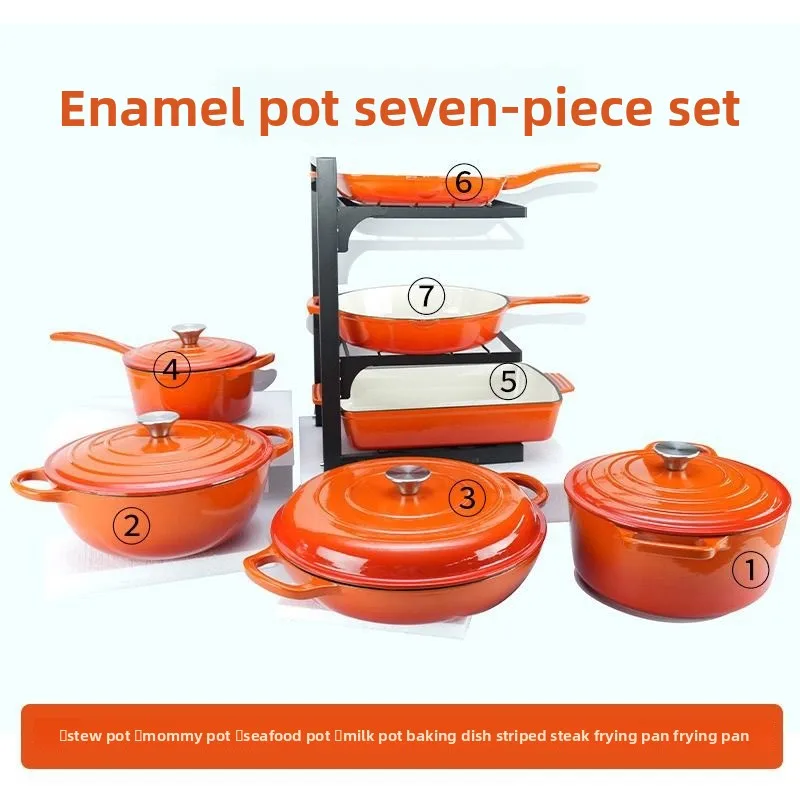 Household enamel cast iron pot soup saucepan gas induction cooker