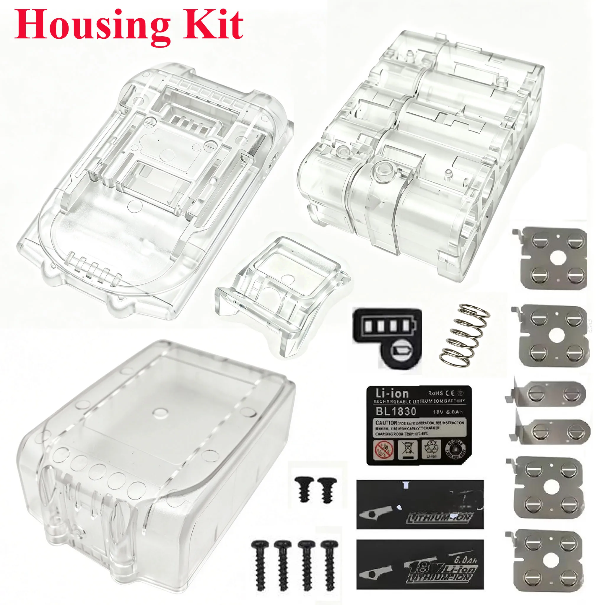 Transparent Lithium Battery Case Housing Kit DIY For Makita 18V Li-ion Batteries BL1830 Box Shell 10 Cell 18650 Connecting Tab