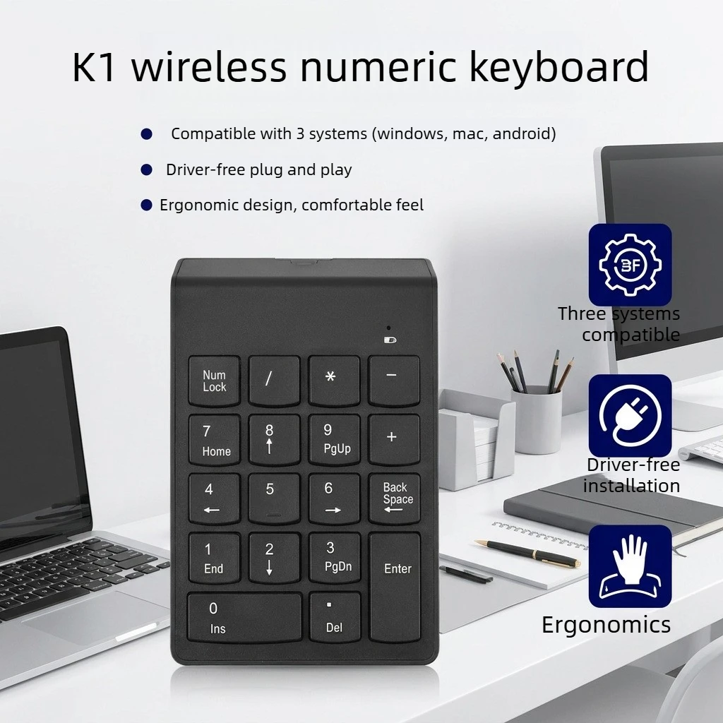 Wireless Mini Numeric Keypad, Compact Digital Number Pad for Cash Register Work