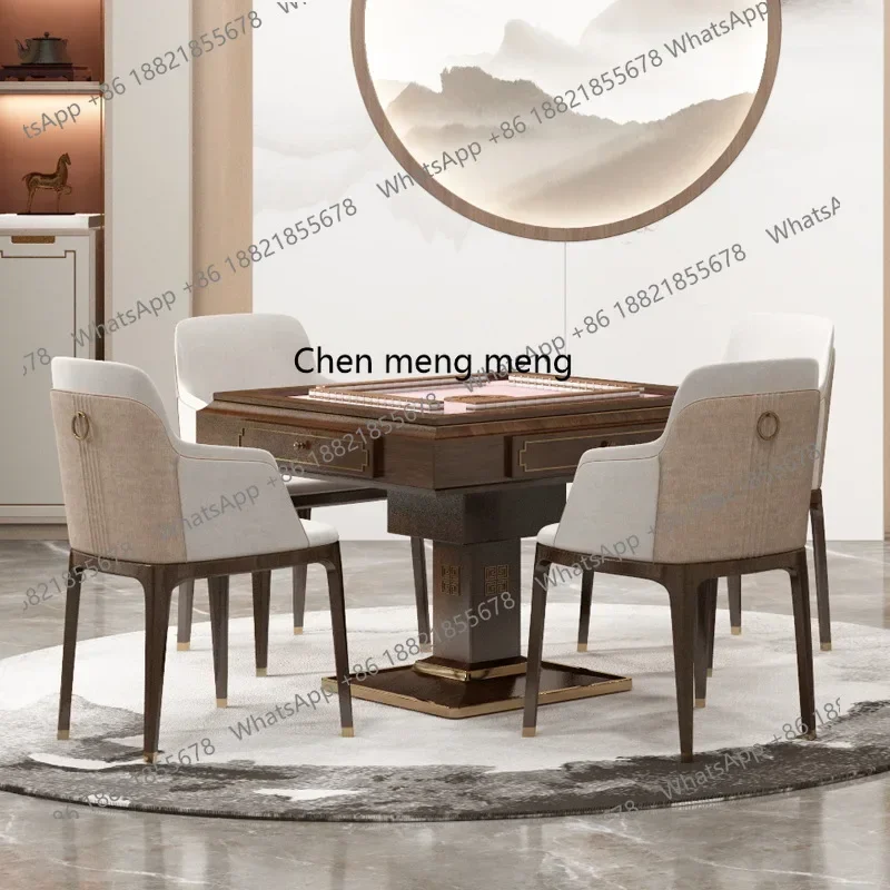 Китайская машина для маджонга из цельного дерева, обеденный стол, двойного назначения, автоматические бытовые высококачественные клубные шахматы и карточные столики в комплекте