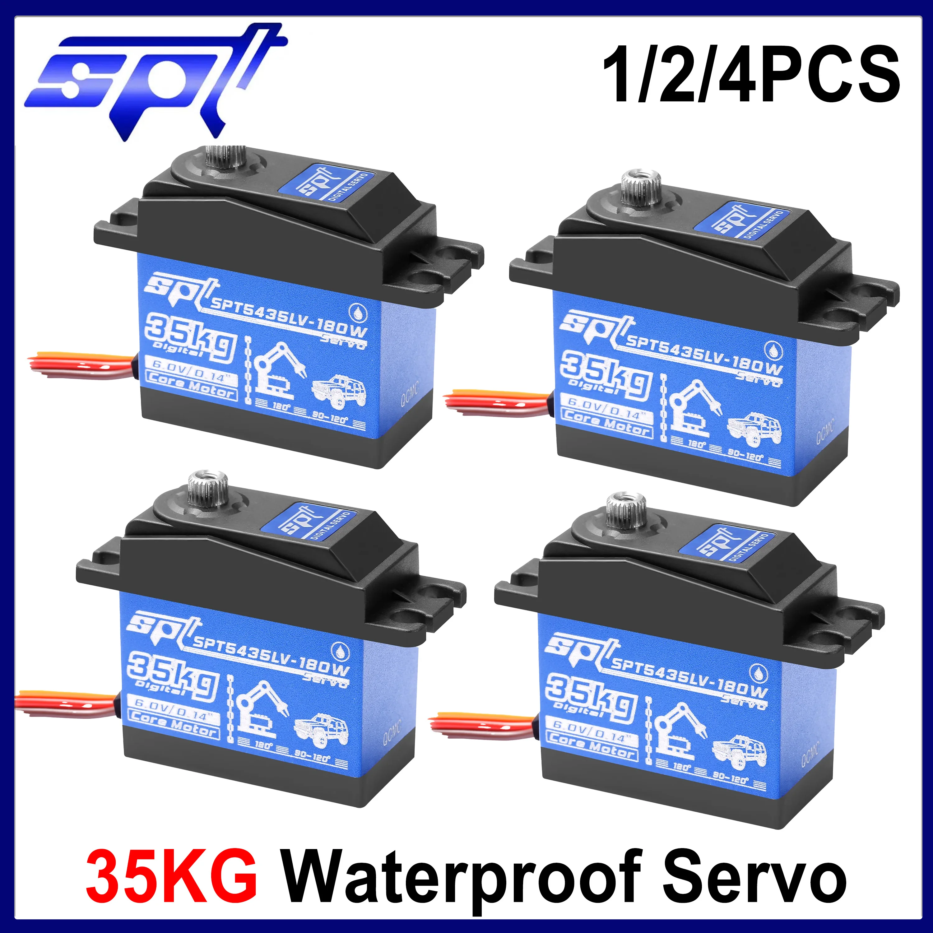 

SPT 35KG Waterproof Digital Servo Metal Gear Core Motor for RC Car Crawler Tank Boat Robot Toy Accessories Axial SCX10 Wltoys