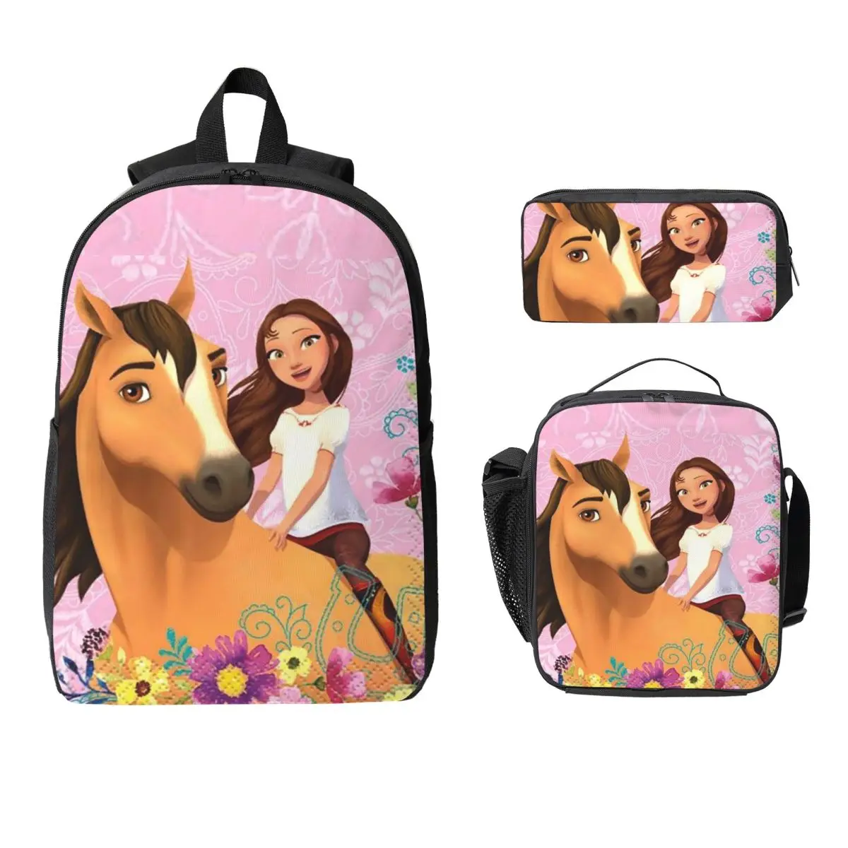 Spirit Riding Free Backpack Student BookBag School Bag Computer Shoulder Bags 3ps Insulated Lunch Bag Pencil Case