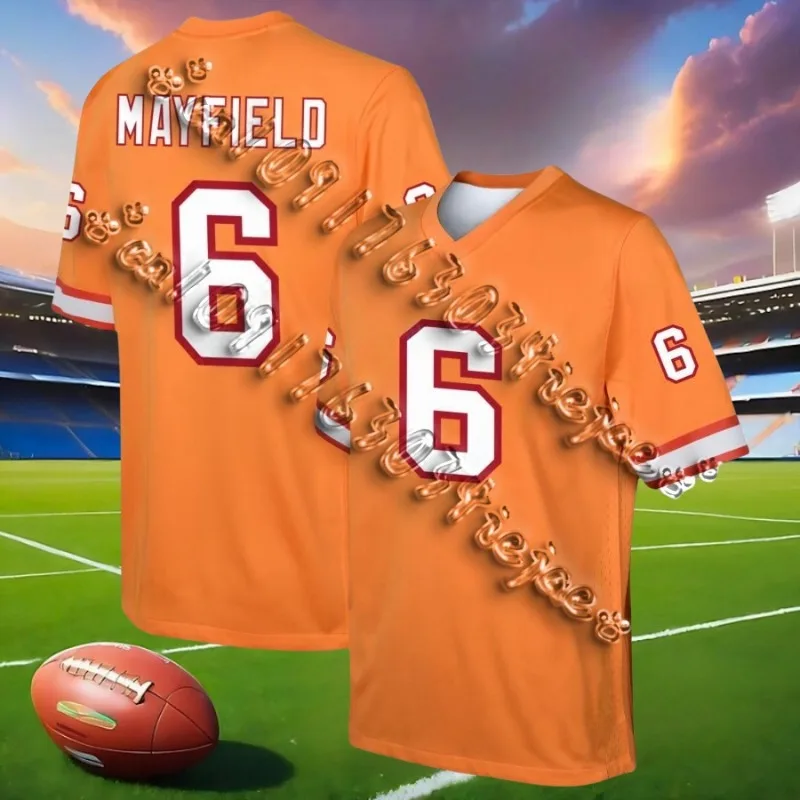 

24-25 Summer Adult Tampa Bay American Football Jersey Rugby Jersey Sportswear Training Jersey Buccaneers Mayfield 6 Number T-sh