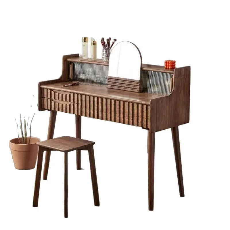 

Solid wood simple modern cherry wood bedroom makeup table Nordic light luxury makeup cabinet
