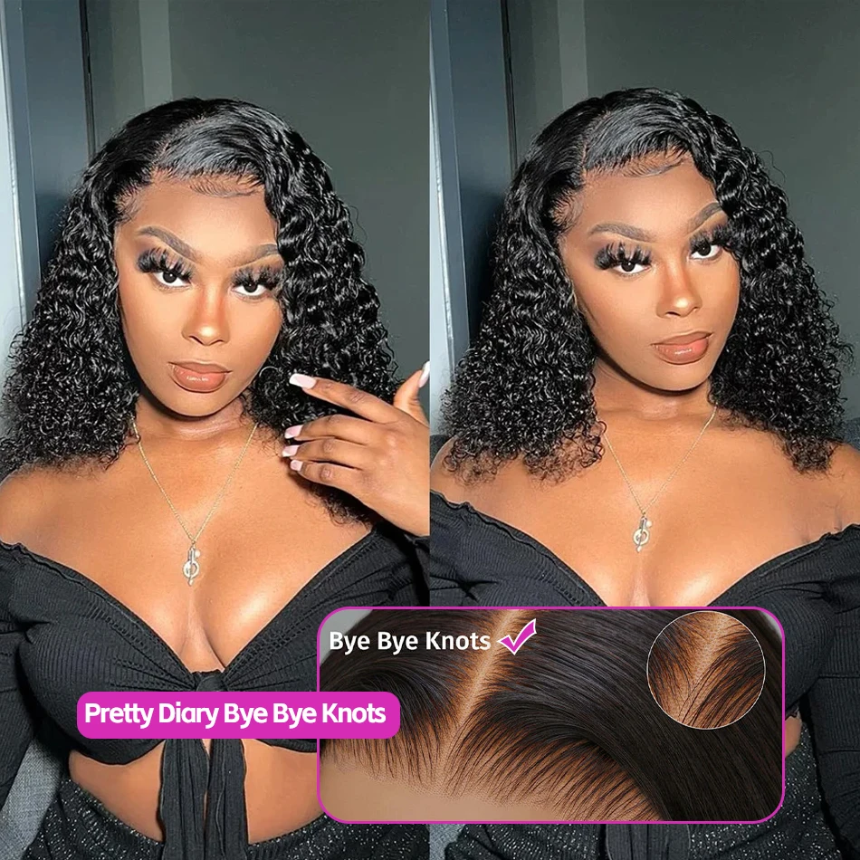 

Deep Wave 250% Brazilian 13x4 13x6 HD Lace Frontal Wig For Women Curly Short Bob Human Hair 5x5 Glueless Lace Closure Wig