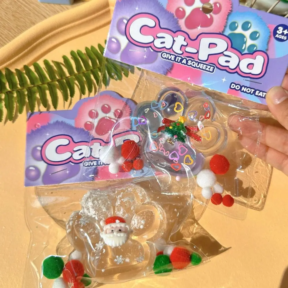 Juguetes para apretar Pata de Gato de Navidad, juguete de silicona hecho a mano con garra de gato de dibujos animados, juguete de pellizco de Pata de Gato 3D de rebote lento
