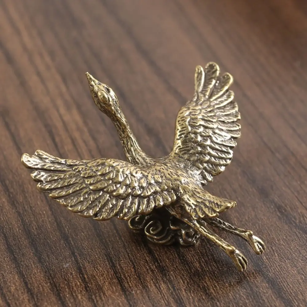 Red Crowned Crane Brass Red Crowned Crane Ornament Spreading Wings/standing Brass Brass Decorative Ornaments Home Decoration