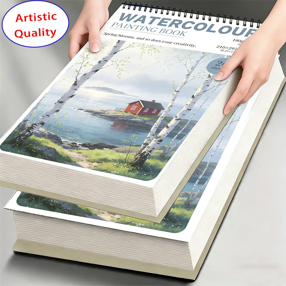 A4/A5 180GSM Watercolor Sketchbook, 26 Sheets Acid-Free Heavyweight Paper, Art Pad for Watercolor, Acrylic, Gouache, Drawing, Pr