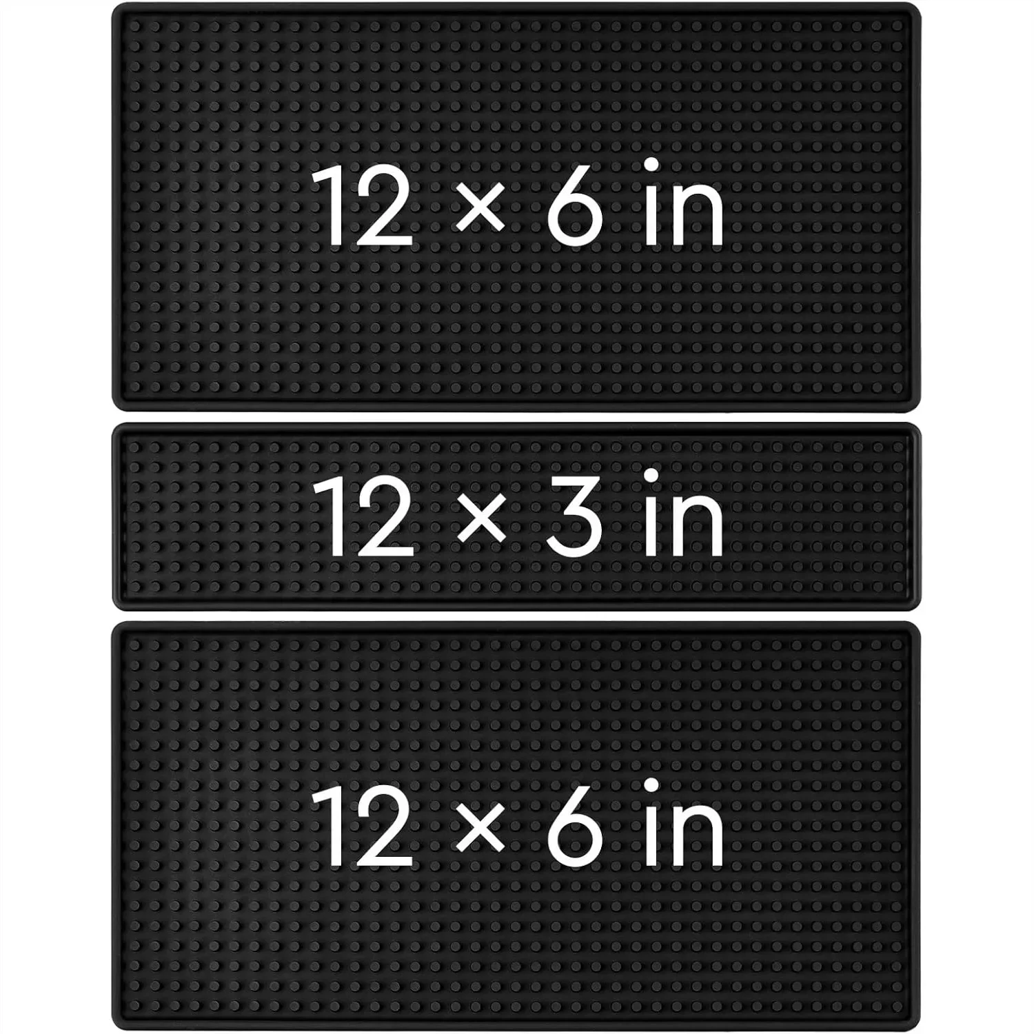 

Rubber Bar Mat Set for Countertop, 3 Pack Non-Slip Coffee Bar Mats with Deep Prongs to Contain Spills, Durable Black for