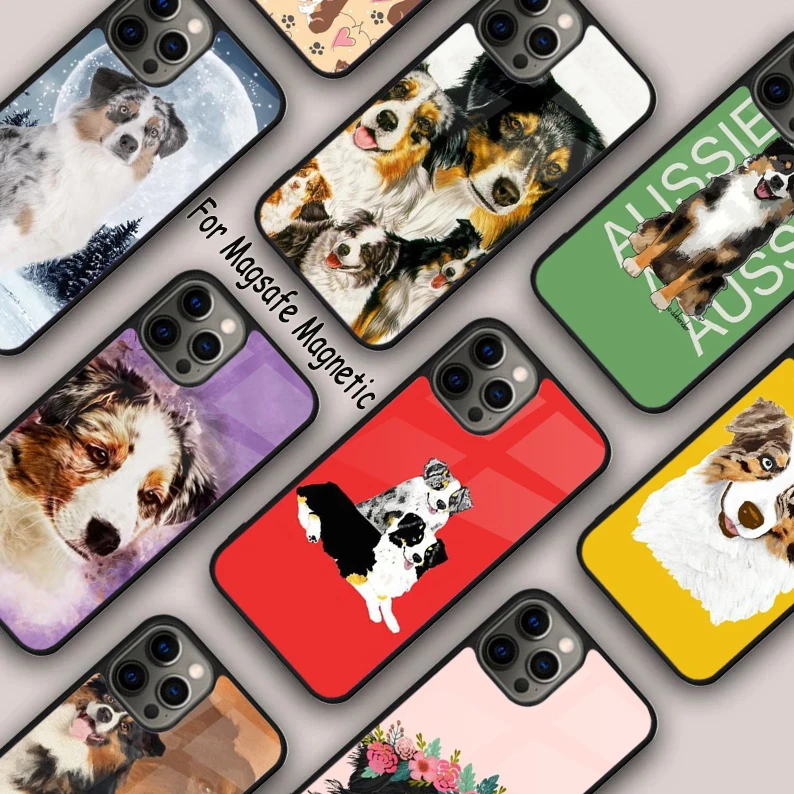 

Магнитный чехол для телефона с австралийской овчаркой для APPLE iPhone 17, Air 16, 14, 13, 12, Pro Max 15 Plus, чехол MagSafe с беспроводной зарядкой