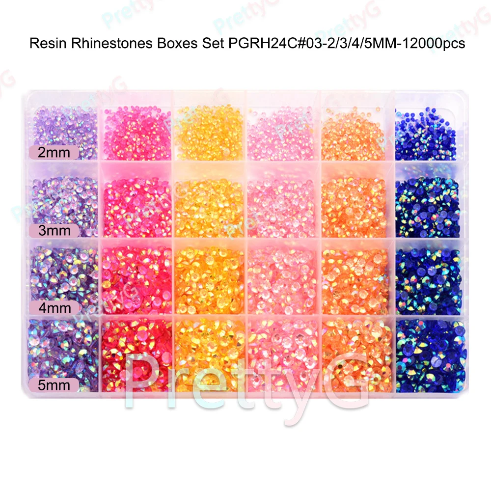 PrettyG 12 ألوان مجموعة الراتنج شقة الظهر حجر الراين السائبة DIY مسمار حجر الراين اكسسوارات DIY بها بنفسك هلام مسمار الفن تيدي بير تمثال