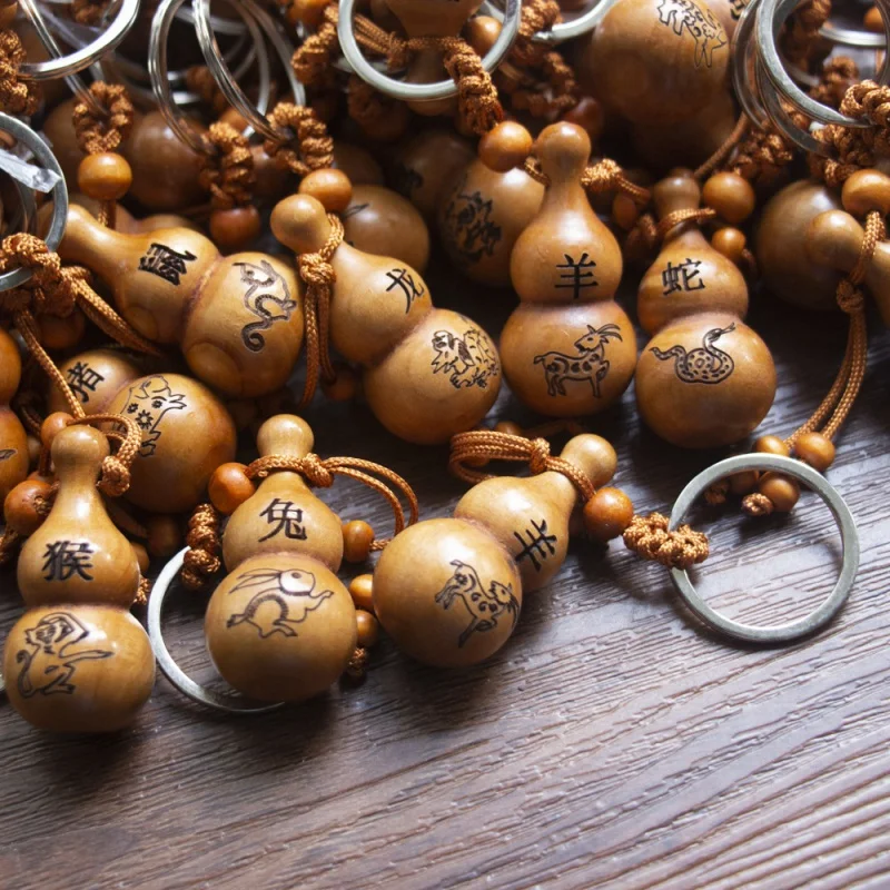 Zodiac12Mahogany Gourd Keychain Key Chain Temple Fair Tourism Scenic Spot Fair Ornament Supply Wholesale