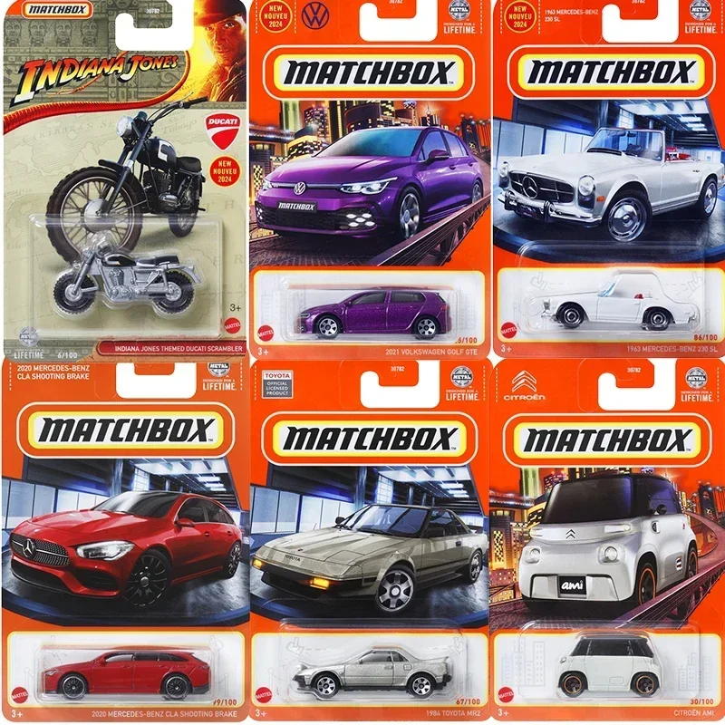 Original Mattel Matchbox Car 1/64 Diecast 24J Indiana Jones Themed Ducati Scrambler Volkswagen Golf Gte Vehicle Boys Toys Gift