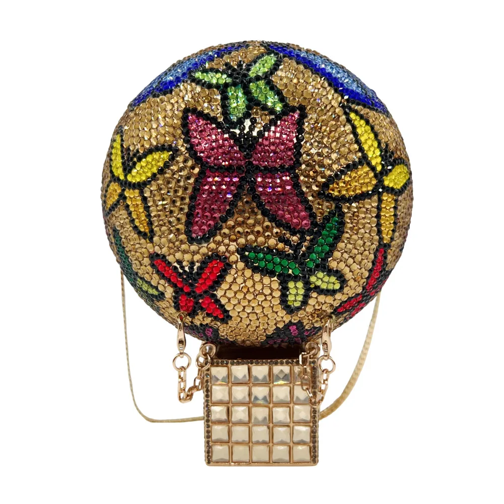 Butterfly Hot Air Balloon Diamond Wedding Party Purses Crystal Evening Bag Clutch Women  Rhinestone Purses Lady Handbags Female