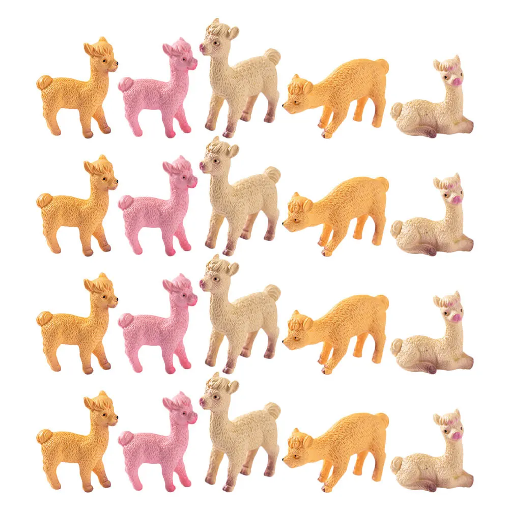 20개 레진 알파카 장식품 미니어처 사실적인 동물 조각 정원 조경 요정 미니어처 데스크탑 장식
