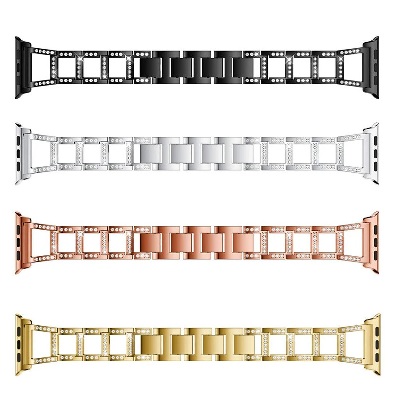 Stainless steel Strap For Apple watch band 7 45mm 41mm 6 5 4 44mm 40mm Diamond bracelet wrist correa Iwatch series 3 2 38mm 42mm