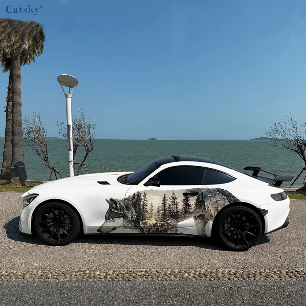 

Виниловая наклейка с волком и лесом, крутая автомобильная виниловая наклейка, самоклеящаяся наклейка из ПВХ, подходит для грузовиков, внедорожников, украшения, автоаксессуары, подарок