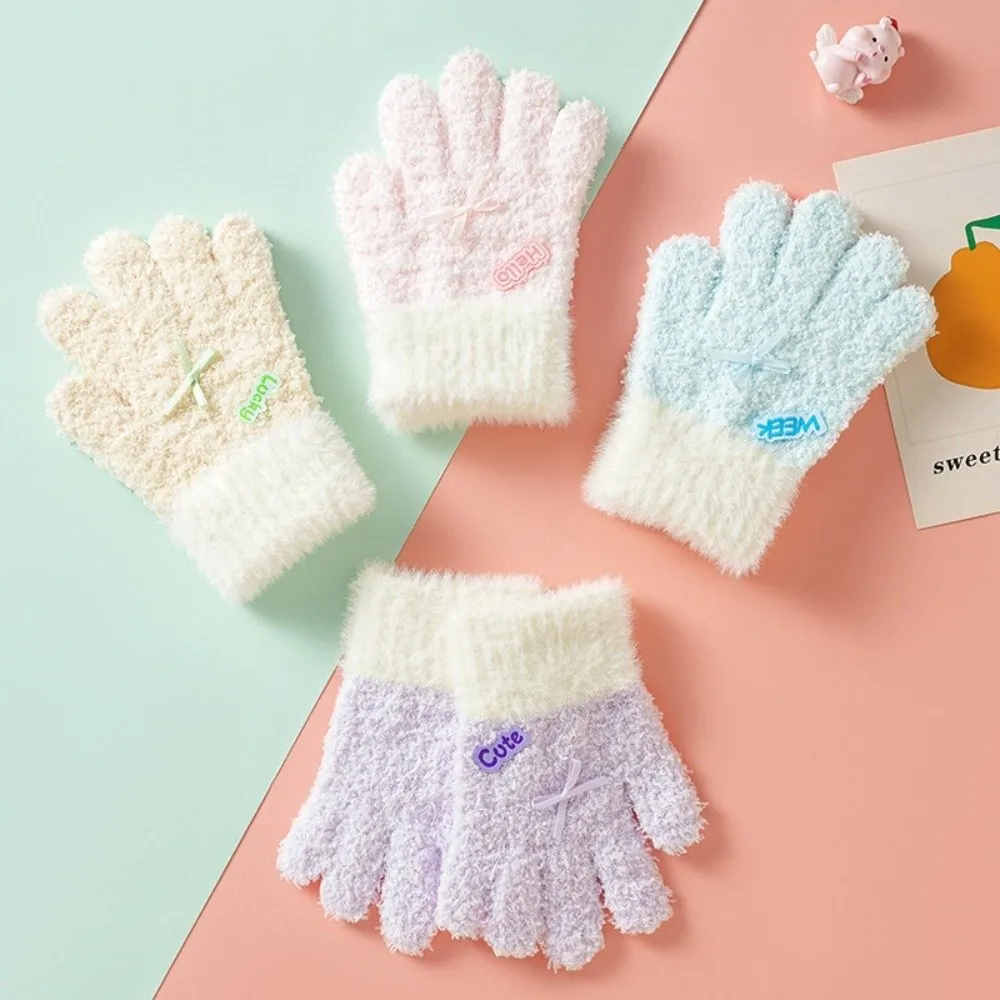 New Knitted Kids Winter Gloves Soft Warm Cuffs Children's Knit Gloves Full Finger Mittens for Young Children