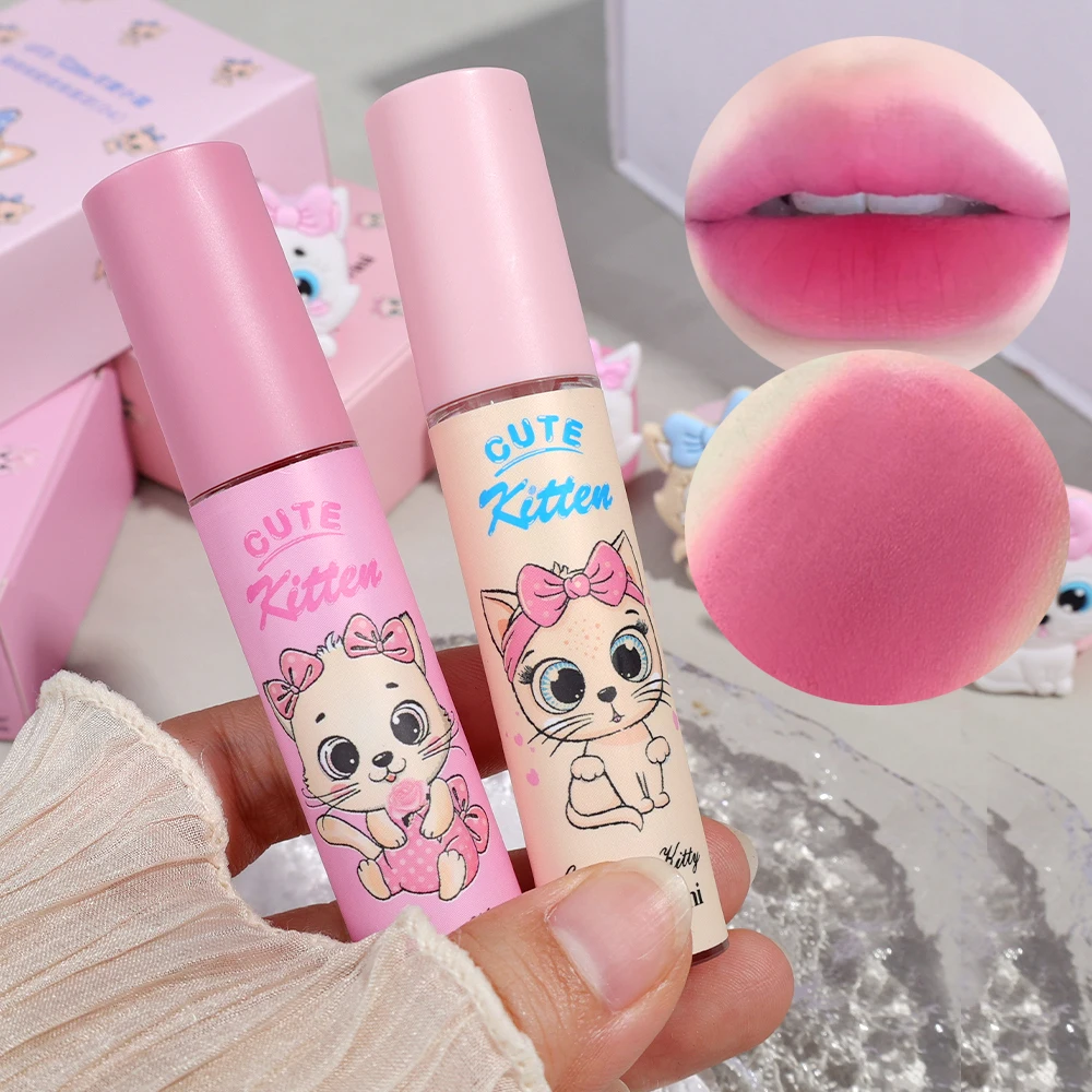 Korean Matte Lip Mud Lip Gloss Silky Smooth Liquid Lipstick Moisturizing Peach Pink Sexy Long Lasting Lip Tint Makeup Cosmetic