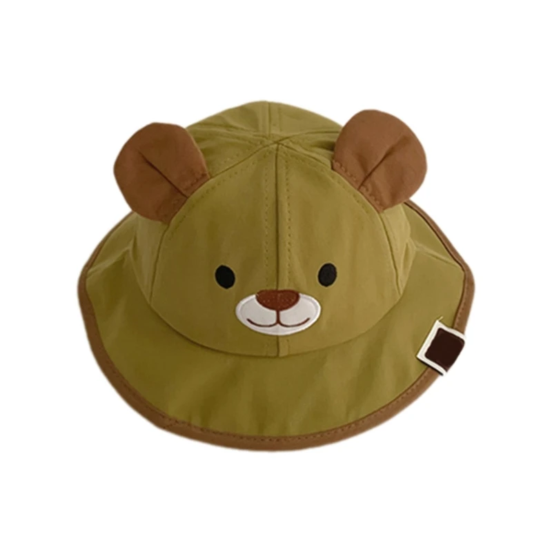 Spring Summer Bear Ears Bucket Hat for Baby Wide Brimmed Infant Basin Caps Fashionabe Cartoon Kids Fisherman Hats