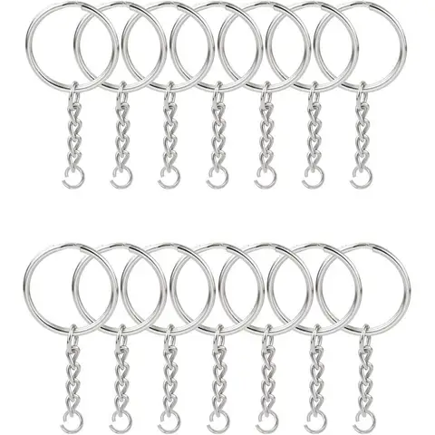30PCS 분할 키 링 체인 1 인치 및 점프 링 오픈 점프 링 및 커넥터와 실버 컬러 금속 부품 DIY 쥬얼리