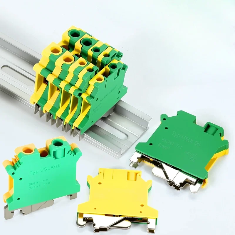 10Pcs USLKG2.5N UK2.5B Screw Ground Earth Protective Modular Wire Electrical Connector DIN Rail Terminal Block USLKG 2.5N 2.5