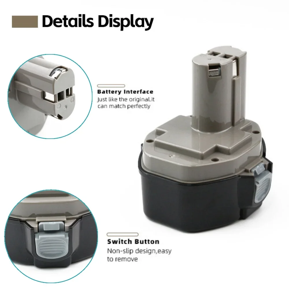 بطارية بديلة Ni-MH 14.4 فولت 6.8 أمبير في الساعة لمثاقب ومفكات ماكيتا اللاسلكية - تناسب الموديلات 1420، 1433، 1434، 1435، 6337D #5