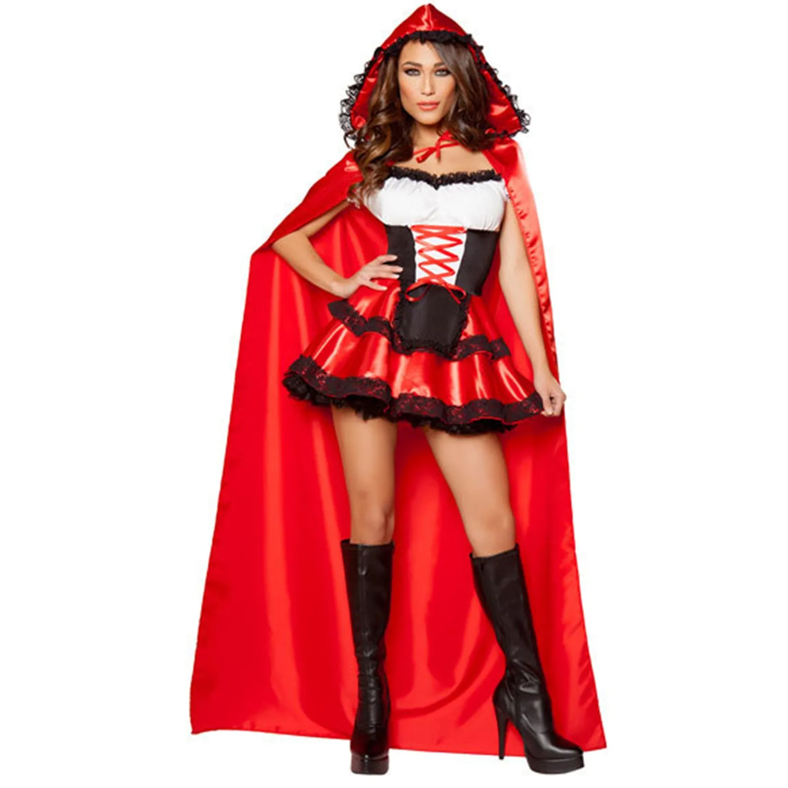 Carnival Oktoberfest Dirndl Dress With Red Cloak 2024 Women German Bavarian Tavern Wench Waitress Maid Costumes Cosplay