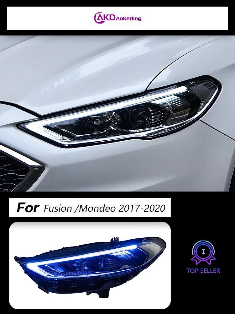 

For 17 Ford New Mondeo headlight assemblies, modified LED double-lens running light guide daytime running lights