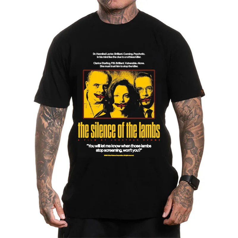 

0223 Retro Horror movie The silence of the lambs Hannibal t shirt Vintage Scary film Cannibal Graphic clothes All size Tee