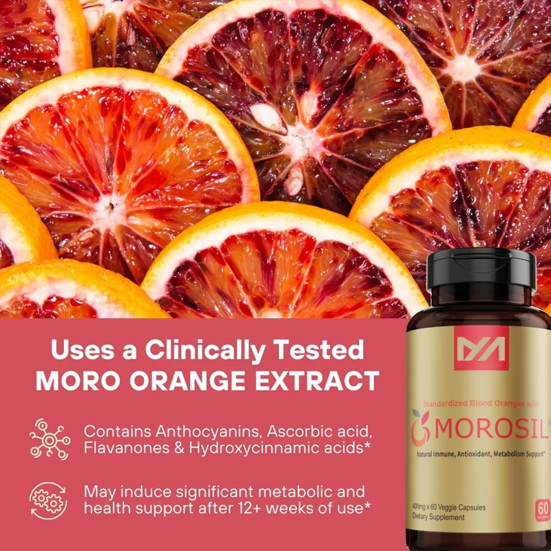 Morosil Supplement - Male and Female Metabolism, Health Support - Moro Orange Extract - Non GMO, Gluten Free, Vegetarian