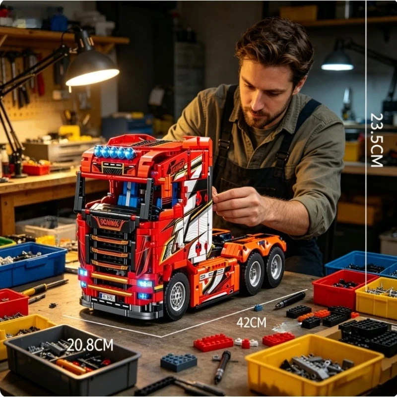 Ensemble de 1708 pièces de blocs de construction de camion technique à assembler, de difficulté extrême, jouet éducatif STEM, kit de briques à assembler, objet de collection, décoration, ornement, cadeau idéal pour les fêtes et les anniversaires, pour adolescents, adultes, amateurs et collectionneurs