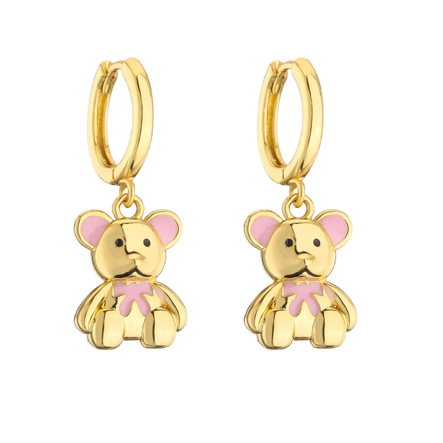 Orecchini con orso e elefante smaltati con zirconi colorati in oro 18 carati delle nuove donne popolari regali personalizzati per il Festival di gioielli di moda