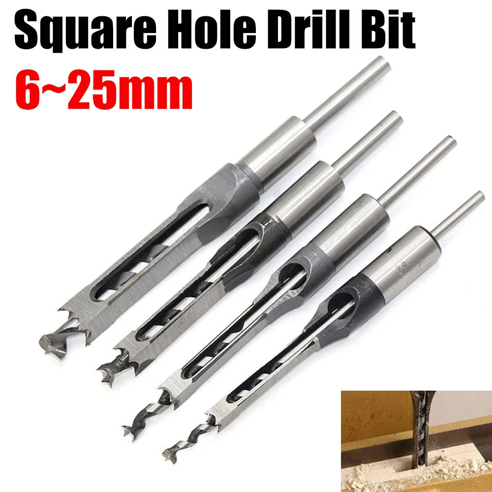 6mm-25mm Square Hole Drill Bit Steel Hardness Sharp Mortising Chisel Set DIY Furniture Square Woodworking Drill Tools